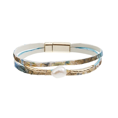 Chica joven de cuero de la pulsera de la perla multicolora del agua dulce para el desgaste del verano