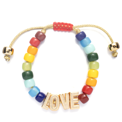 Pulsera de nylon de la gota de la letra de la amistad del oro del OEM con el corchete ajustable de la trenza