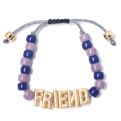 Pulsera de nylon de la gota de la letra de la amistad del oro del OEM con el corchete ajustable de la trenza