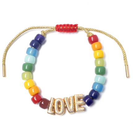 Pulsera de nylon de la gota de la letra de la amistad del oro del OEM con el corchete ajustable de la trenza