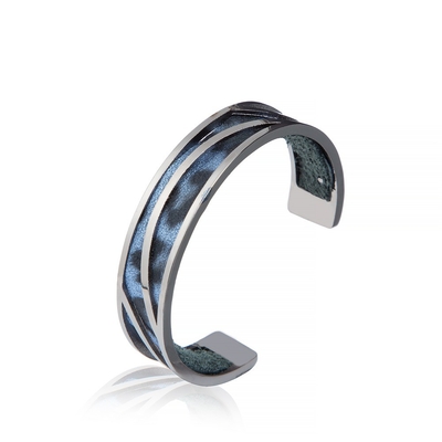 Color azul marino de la anchura de Matte Handmade Leather Cuffs 13m m del leopardo