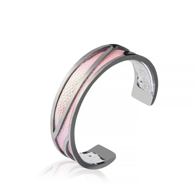 Puños de cuero hechos a mano de la cabra real, pulsera metálica del puño 15g