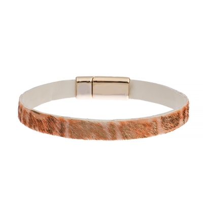 Pulsera del cuero del pelo del caballo con el estampado de animales magnético del cierre