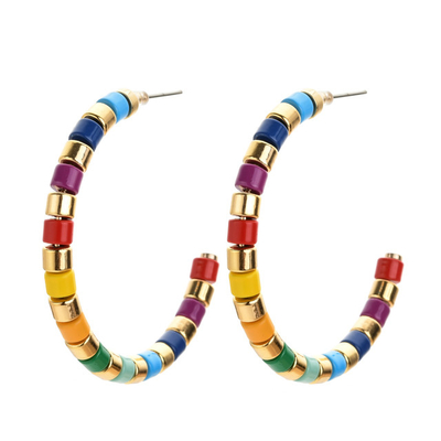 pendientes del aro del esmalte de la gota de la aleación, pendientes de la gota de Tila del arco iris de 45m m