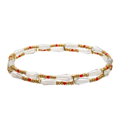 7,25 pulgadas de pulsera moldeada del estiramiento fijan el material de la mezcla del rojo y de color oro