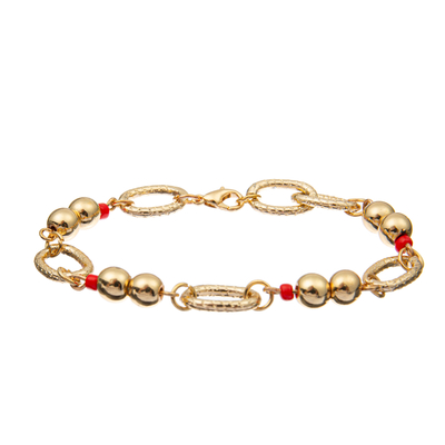 7,25 pulgadas de pulsera moldeada del estiramiento fijan el material de la mezcla del rojo y de color oro