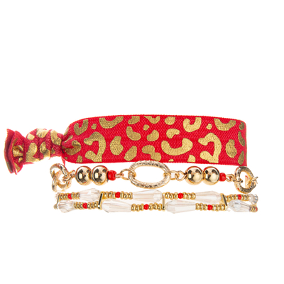 7,25 pulgadas de pulsera moldeada del estiramiento fijan el material de la mezcla del rojo y de color oro