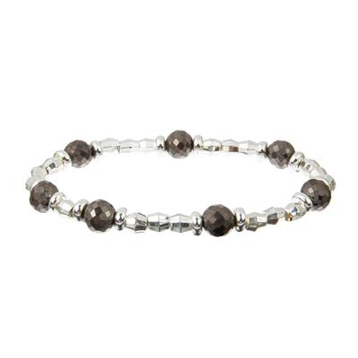 Las pulseras moldeadas del hematites 0.7m m fijan el oro blanco y negro con plata