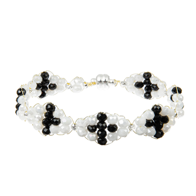 Las pulseras moldeadas del hematites 0.7m m fijan el oro blanco y negro con plata