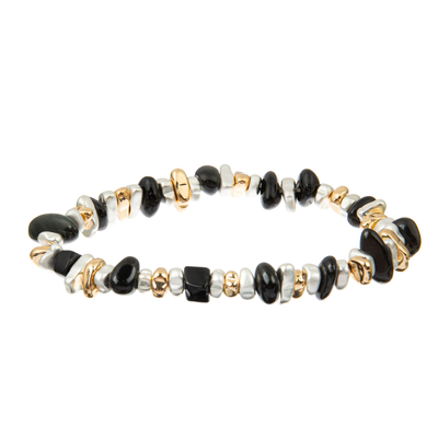 Las pulseras moldeadas del hematites 0.7m m fijan el oro blanco y negro con plata