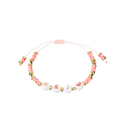 Polímero Clay Beaded Letter Bracelet, pulseras de la gota del alfabeto de 7.4*8m m