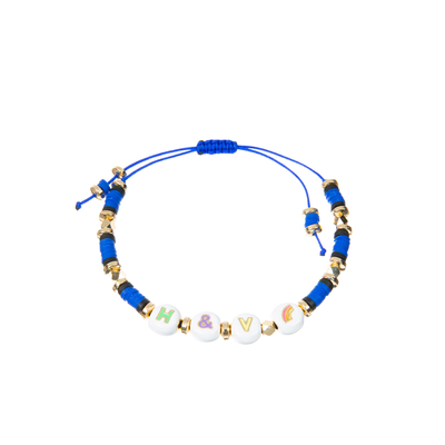 Polímero Clay Beaded Letter Bracelet, pulseras de la gota del alfabeto de 7.4*8m m