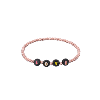 la pulsera moldeada de la letra de 3m m, nombre goteó el oro de las pulseras blanco y negro