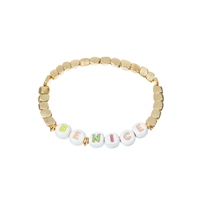 las gotas elásticos del esmalte del 18.5cm nombran la pulsera con el oro 14k plateado