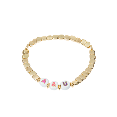 las gotas elásticos del esmalte del 18.5cm nombran la pulsera con el oro 14k plateado