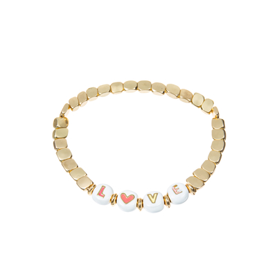 las gotas elásticos del esmalte del 18.5cm nombran la pulsera con el oro 14k plateado