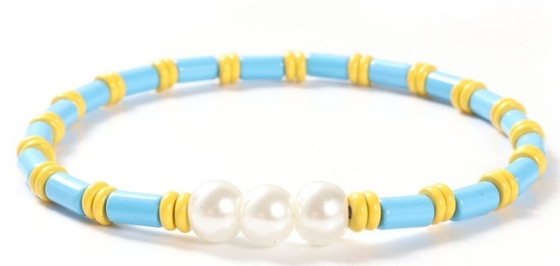 de medida adaptable strechy bohemio del estilo el 18.5cm de 6m m Shell Pearl And Bead Bracelet