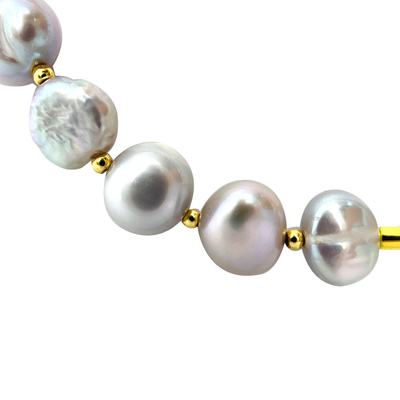 El oro real plateó la pulsera de agua dulce de la perla, 7,25 pulgadas de la estrella del norte de pulsera de la gota