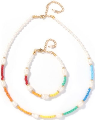 la pulsera de agua dulce de la perla de 5-6m m, arco iris coloreó la pulsera de la gota del esmalte