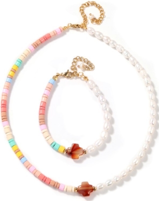 la pulsera de agua dulce de la perla de 5-6m m, arco iris coloreó la pulsera de la gota del esmalte