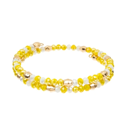 El OEM juega a hockey shinny a Crystal Beads Bracelets amarillo limón el brazalete de cobre amarillo de 2 capas