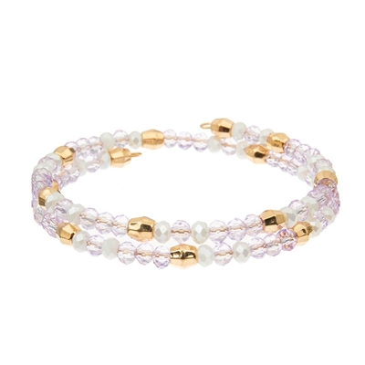 Naranja púrpura rosada de cobre amarillo de Crystal Wrap Bracelets With Gold del alambre de 3 capas