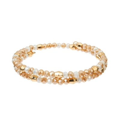 Naranja púrpura rosada de cobre amarillo de Crystal Wrap Bracelets With Gold del alambre de 3 capas