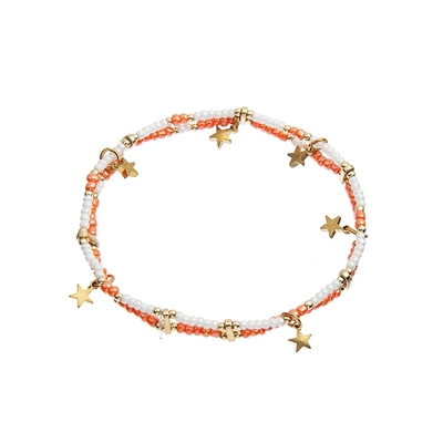 pulseras hechas a mano de las gotas de la estrella de cobre amarillo de 5m m con las gotas de la semilla de 2m m