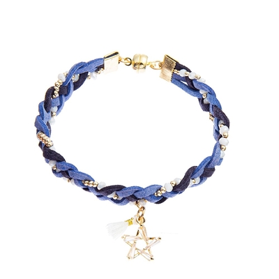Azules marinos magnéticos de la pulsera de las gotas de la trenza del ante 7,25 pulgadas para el adulto