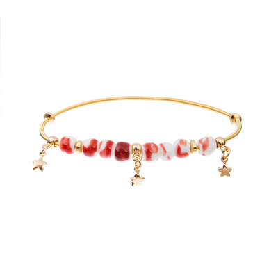 7,5&quot; borla goteó el oro elástico 14k de las pulseras hechas a mano plateado