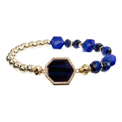 Leopardo de cuero de los azules marinos de la pulsera de la gota del ODM 15g no contaminado
