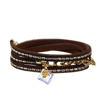 Bohemia 3 capas envuelve las pulseras de cuero con la cadena y encantos
