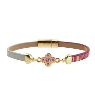 níquel de 5m m que libera la pulsera de la tira de cuero de la PU con los imanes del trébol del esmalte de la aleación
