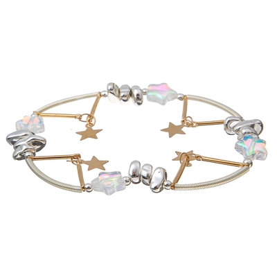 Color del arco iris de las pulseras de cadena de Crystal Stretchy Spring Zircon Star