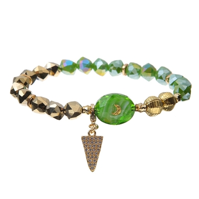 Pastel Crystal Bracelets elástico de la turquesa de la perla con la secuencia esmaltada de cristal de las gotas