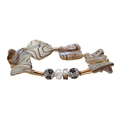 Pulsera de Shell Shambhala Ball Fort Beads con textura impresa negra de la onda de agua