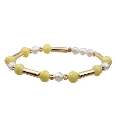 El arte de oro geométrico de la mano del tubo del metal gotea la pulsera Crystal Set amarillo