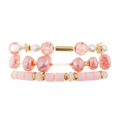 El color multi del rosa de la pila de Bohemia goteó la pulsera elástico para la moda del verano