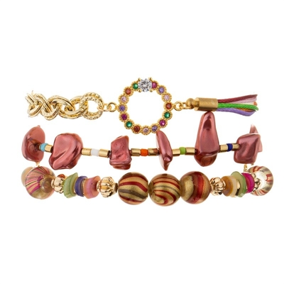 Pulseras hechas a mano apilables rojas de las gotas para la adolescencia de la moda con Zircon del arco iris