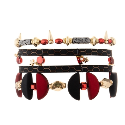 Color negro adaptable de cuero auténtico de la pulsera de múltiples capas del arte de la mano
