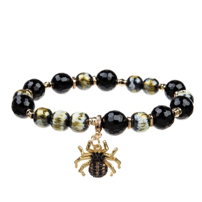 Pulsera elástica de la capa del día de fiesta multi de Halloween fijada con encanto de la araña y del Zircon