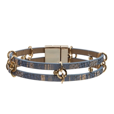 Color oro diario de la joyería de la pulsera de cuero hecha a mano de Boho de la capa doble