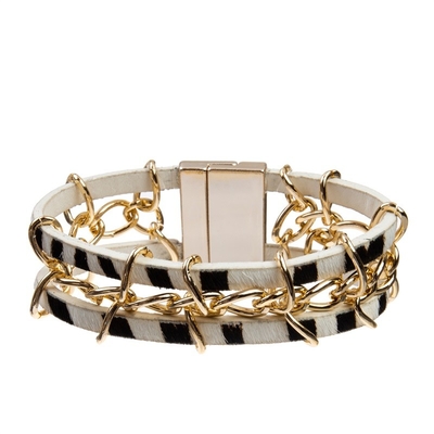 Pulsera de cuero hecha a mano del estilo punky fresco con la bola de cadena del modelo del tablero de damas del oro