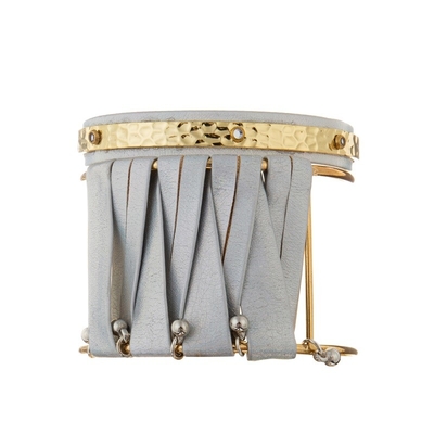 Joyería inspirada abierta del brazalete de Grey Leather Bracelet Hammer Metal de las mujeres
