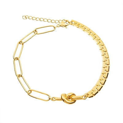 el oro 14K plateó la pulsera de cadena ajustable de la pulsera del encanto del nudo para la muchacha