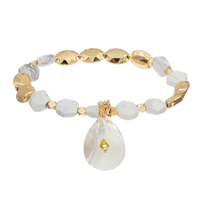 La pulsera de piedra moldeada natural del hexágono fijó poder de la cura con Shell Pendant