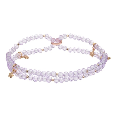La armadura hecha a mano apilable de la lavanda gotea el sistema de la pulsera para el día de tarjetas del día de San Valentín