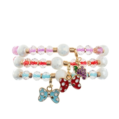 Bowknot del multicolor del esmalte encantar la pulsera hecha a mano con Facted Crystal Beads