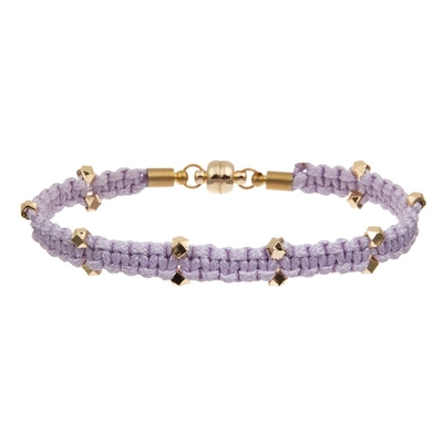 La armadura hecha a mano apilable de la lavanda gotea el sistema de la pulsera para el día de tarjetas del día de San Valentín