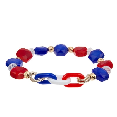 La pulsera de las gotas del día de fiesta del Día de la Independencia fijó el color azul rojo blanco para la muchacha